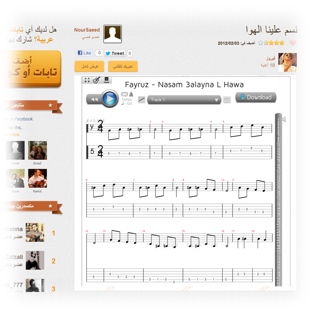 Play Arabic guitar pro files on Guitarabia!